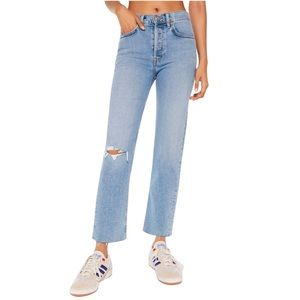 RE / DONE Comfort Stretch High Rise Stove Pipe Denim in Cloudy Blue